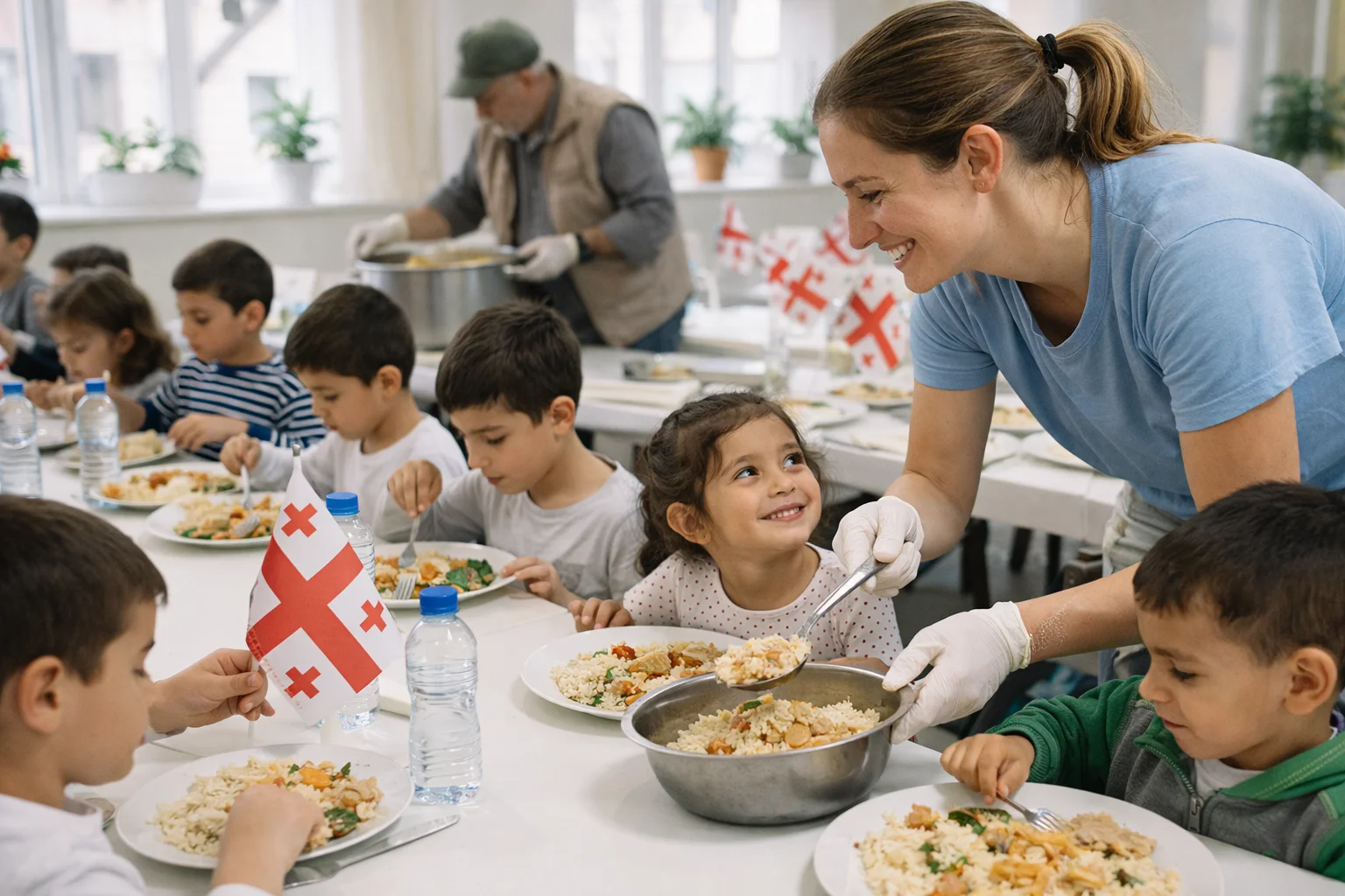 სასადილოს კვების მხარდაჭერა 45 ბავშვზე